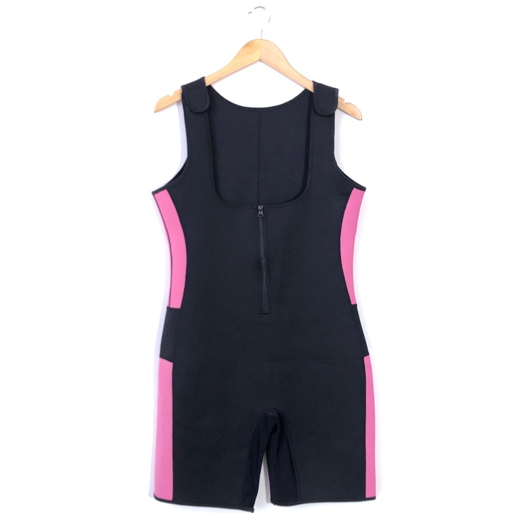 Women’s Black + Pink Neoprene Beach Shorts Wetsuit  Front Zip XL